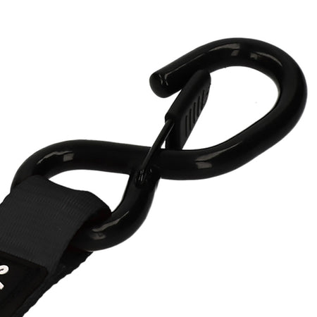 5m, 25mm wide, 800kg Premium Ratchet Strap with soft grip handle and 'S' hook ends, ideal for secure load restraining on trailers.