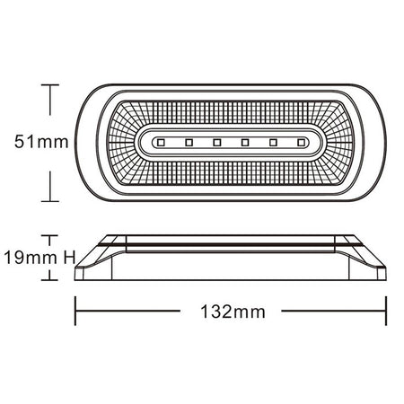 Black and white diagram of the Halo Ring Dual Function Warning & Marker Light, highlighting its structural design and LED configuration.