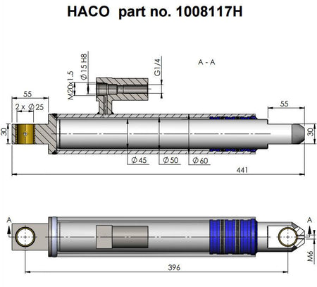 Lift Ram Cylinder HACO to suit MBB 1346953 & 1406405 , Haco Tail Lift Parts - HACO, Nationwide Trailer Parts Ltd - 2