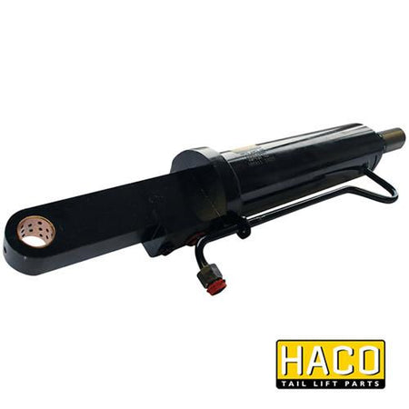 Tilt Ram Cylinder HACO for MBB tail lifts, compatible with various MBB models, featuring a black hydraulic lift arm and cylinder without extension.