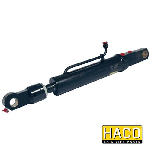 Tilt Ram Cylinder HACO with extension, featuring a black cylinder and metal handle, designed for MBB tail lifts, compatible with parts 1402736 and 2001435.