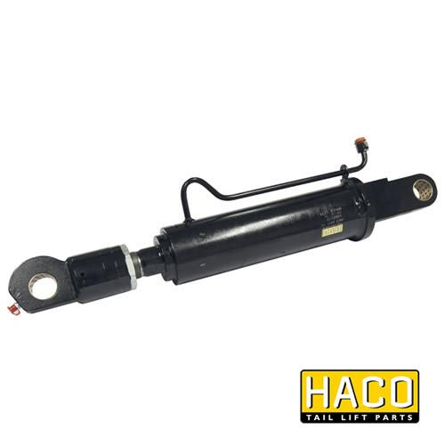 Tilt Ram Cylinder HACO with Extension for MBB tail lifts, featuring a black cylinder design with handle and hose, suitable for MBB models and Palfinger parts.