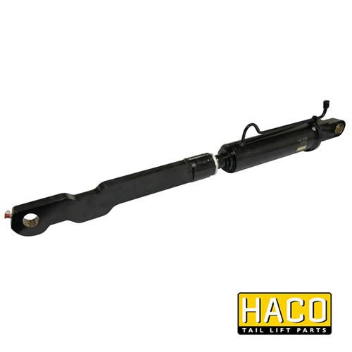 Tilt Ram Cylinder HACO with Extension, designed for MBB tail lifts, compatible with models 1500K to 2000KUZK, featuring a black metal design with a visible extension hole.