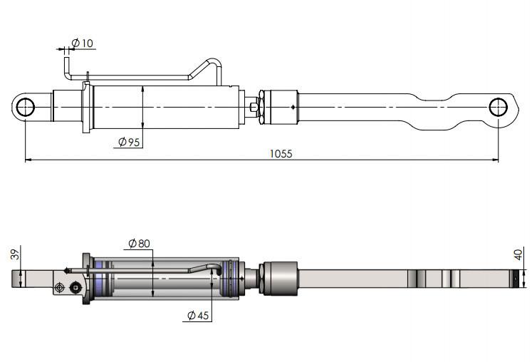 Tilt Ram Cylinder HACO (WITH Extension) sketch for MBB tail lifts, models 1500K-2000KUZK, showcasing technical diagram for part 1403792 dimensions.