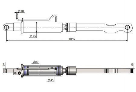 Tilt Ram Cylinder HACO (WITH Extension) sketch for MBB tail lifts, models 1500K-2000KUZK, showcasing technical diagram for part 1403792 dimensions.