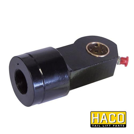 Ram Extension HACO suitable for MBB 1348671, featuring a black metal body with a red knob, pin hole, and screw thread fit for tail lifts.