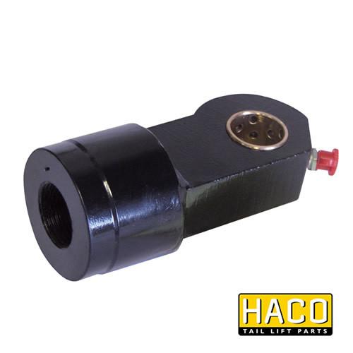 Ram Extension HACO suitable for MBB 1348671, featuring a black metal body with a red knob, pin hole, and screw thread fit for tail lifts.