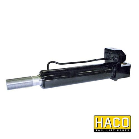 Tilt Ram HACO to Suit Bar Cargolift 1WE114690, black and silver appliance, shown with dimensions and specifications, suitable for commercial trailer lift systems.