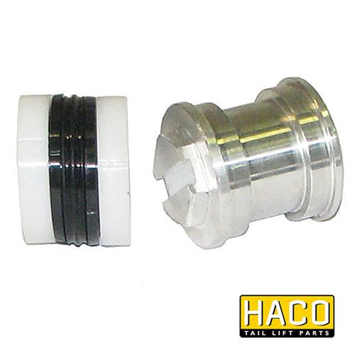 Close-up of Piston HACO to Suit M4535.040, a shiny metal cylinder for Dhollandia Tail Lift, showcasing its double-acting mechanism and compatibility with commercial trailers.