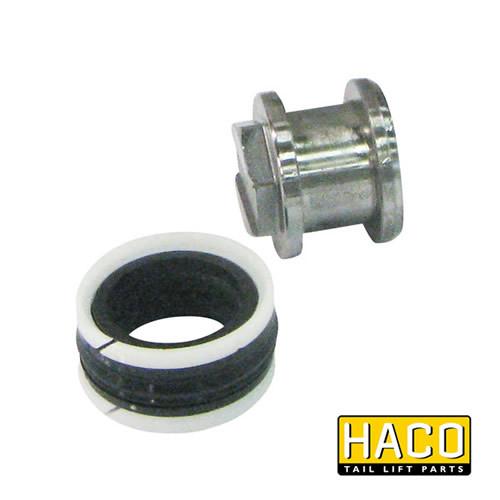 Piston HACO for Dhollandia Tail Lift, a metal component designed for M4535.050.C, double acting, visible in a close-up with detailed hardware features.