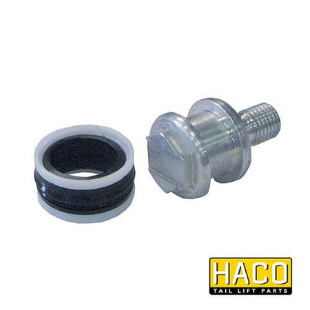 Piston HACO for Dhollandia Tail Lift, size Ø50mm, double-acting, designed for part M4535.050.D, showcasing detailed metal and rubber components.