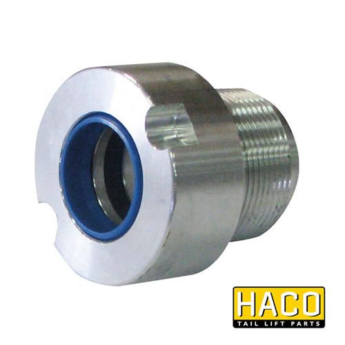 Cylinderhead HACO for Dhollandia Tail Lift, featuring a close-up of the blue pipe and thread details, suitable for part M4230.040, Ø30/40mm, single acting.