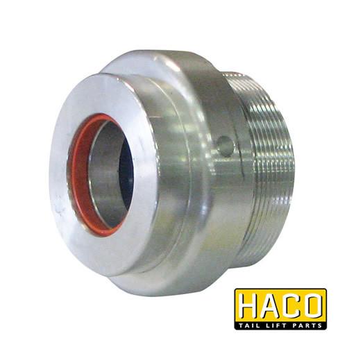 Cylinderhead HACO for Dhollandia Tail Lift, compatible with parts M4240.070/M4240.070.AG, shown in metal detail. Suitable for commercial trailer applications.
