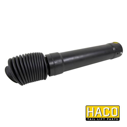 Tiltcylinder SC8 HACO for Dhollandia tail lifts, shown as a black metal and rubber tube, suitable for model DH-LM 1500/2000 (CS0804).