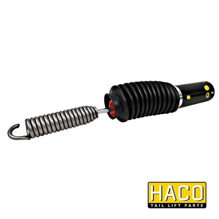Tiltcylinder SC10 Haco for DH-LM 1500/2000/2500, featuring a black and silver construction with visible springs and tubes, suitable for Dhollandia tail lifts.