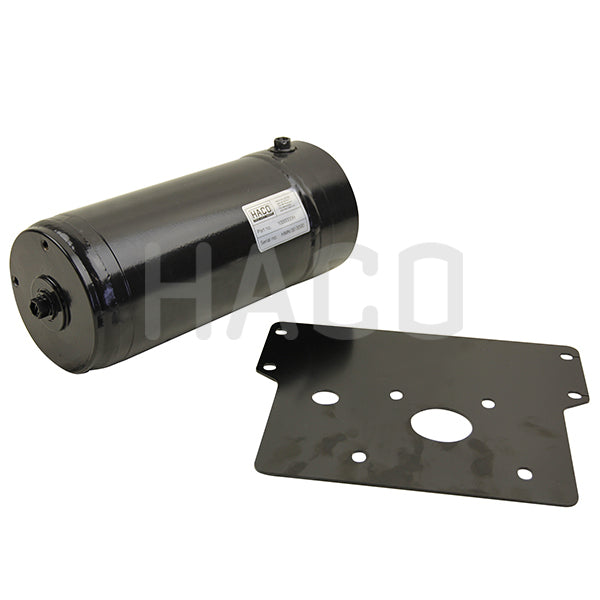 Pressure exchanger HACO to Suit CAD08.100.80.0140.B, featuring a black cylindrical design with a white label, suitable for Dhollandia Tail Lift systems.
