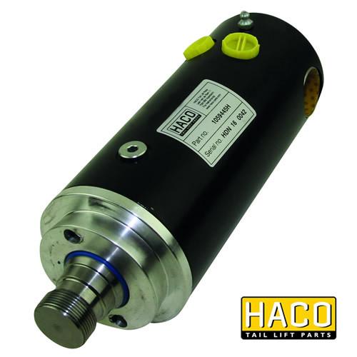 Tiltcylinder HACO SC38 SDS LEFT, a black and silver metal cylinder with yellow buttons, designed for Dhollandia Tail Lift, CS38.070.35.0070.Z.L.