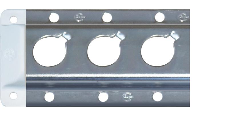 Plastic End Cap for 1806 Load Track, designed for durability in commercial trailers, shown in a close-up of its metal-compatible design.