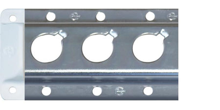 Plastic End Cap for 1806 Load Track, designed for durability in commercial trailers, shown in a close-up of its metal-compatible design.
