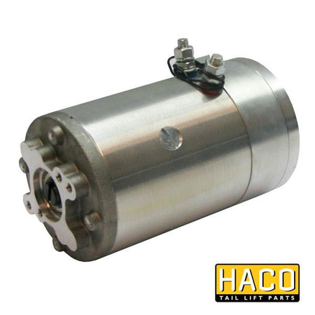 Motor 3.0kW 24V closed F CW HACO, silver cylinder electric motor, compatible with Dhollandia MP021 and Zepro 21218 for tail lifts.