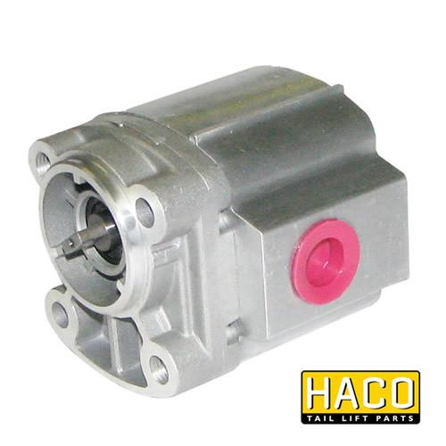 Pump 0.8cc MD-type HACO for Dhollandia Tail Lifts, silver metal device, compatible with P013, suitable for large commercial trailers.