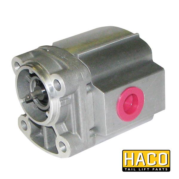 Pump 2.6cc MD-type HACO, silver metal device, fits Dhollandia Tail Lifts, interchangeable with Dhollandia part P030.26, for commercial trailer use.