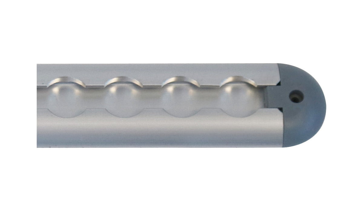 Extruded Aluminium Captive Track End Cap, featuring a sleek silver design with a 3.2mm fixing hole, ideal for NTP-0530 Captive track.
