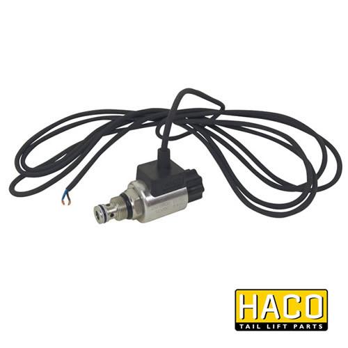 12v Solenoid valve complete HACO for Bar Cargo 101125168, featuring a black and silver design with a wire, Ø15mm size, M20 x 1.5 thread.