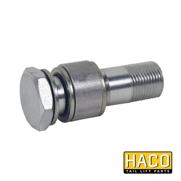 Close-up of a silver current regulator valve 8L HACO, compatible with Ratcliff part 4697-072-0, featuring a bolt and nut for secure fastening.