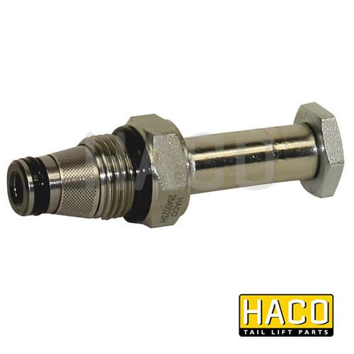 Cartridge single acting Ø12,7mm HACO for Ratcliff Palfinger, shown as a metal fastener with a visible nut, ideal for trailer lift systems.