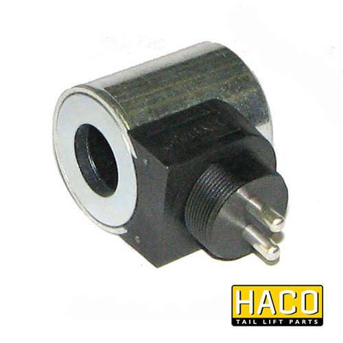 12v Coil Kostal HACO, a metal cylinder for Dhollandia Tail Lifts, interchangeable with part E0241.H, ideal for trailer lift systems.
