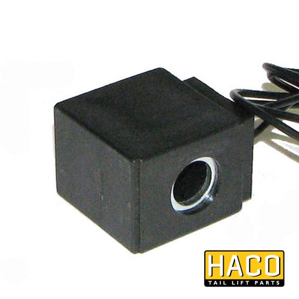 Coil 24V wire HACO Ø13x39 suited for Dhollandia Tail Lifts, alternate to part E0242, shown with black casing and visible wire detail.