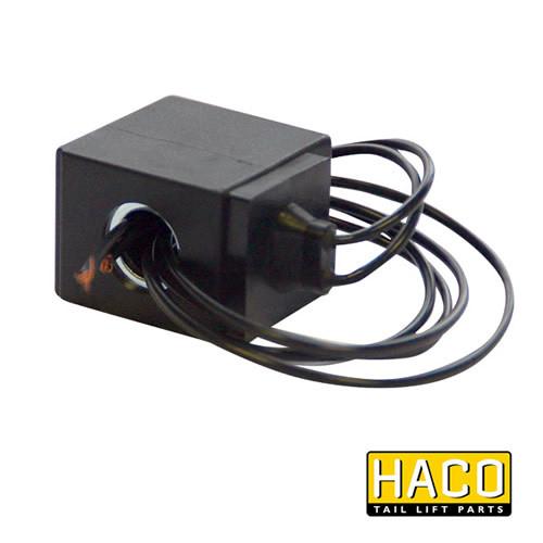 12v Coil Kostal HACO for Dhollandia Tail Lifts, featuring a black box with cables, compatible with Dhollandia part E0243.