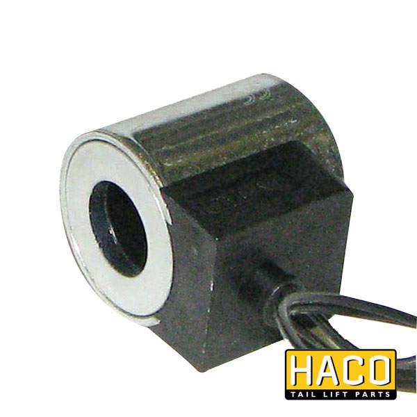 Coil 24V wire Hydac, a small metal cylinder with black wires, compatible with Dhollandia Tail Lifts, interchangeably fits part E0242.H.