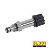Cartridge HACO for Dhollandia V031.H tail lifts, close-up of a silver and black metal auto part, suitable for heavy-duty commercial vehicle use.