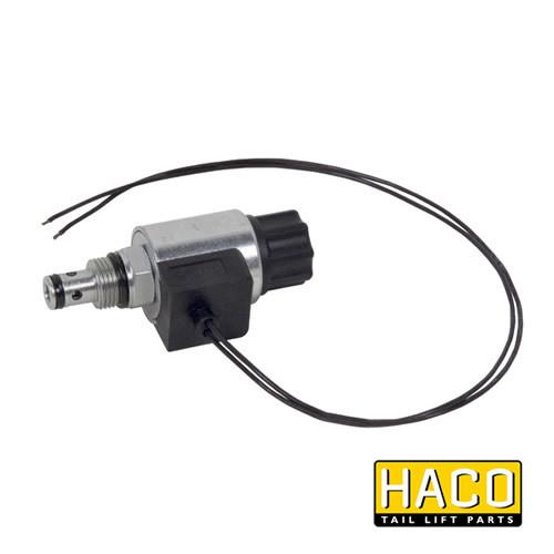 Solenoid valve cable connection HACO 12V, black and silver with plug, compatible with Dhollandia V037.HK for tail lifts.
