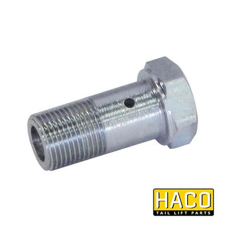 Banjo brake valve HACO for Dhollandia K0109.15, featuring a metal bolt and nut, suitable for tail lifts.
