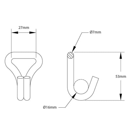 25mm Wide, 800kg Ratchet Strap with Claw Hook Ends, featuring a paddle handle ratchet and 4-metre length, illustrated in a technical diagram.
