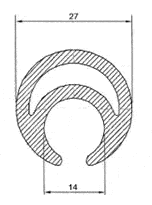 27mm Curtain Pole, black and white line art sketch, depicting its circular design and dimensions, ideal for commercial vehicle applications.