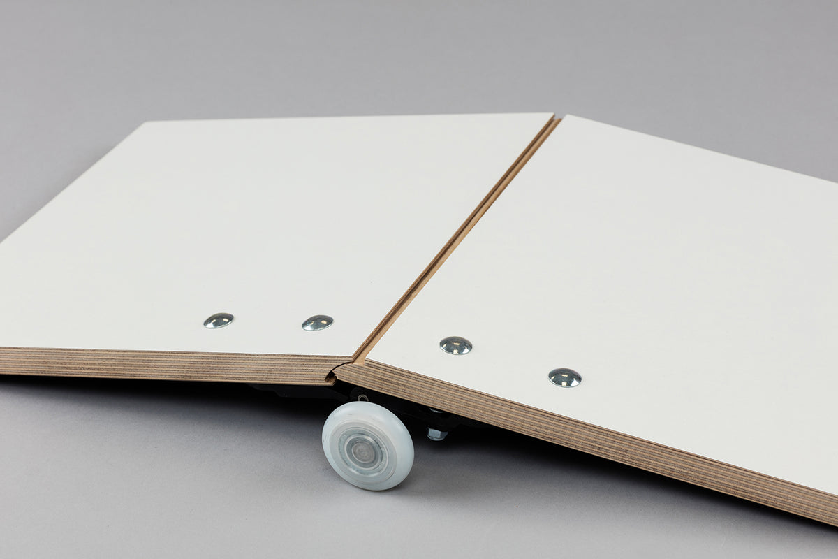 Access Fingershield Door Panel for Henderson Mobile Shutter Doors, featuring a white board with a wheel and a wooden surface, measuring 2440mm by 500mm.