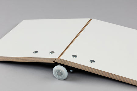 Access Fingershield Door Panel for Henderson Mobile Shutter Doors, featuring a white board with a wheel and a wooden surface, measuring 2440mm by 500mm.