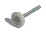 Close-up of a 2 Long Stem Nylon Roller with S/S Shaft, designed for C4 Lite doors on HGV trailers and commercial vehicles.