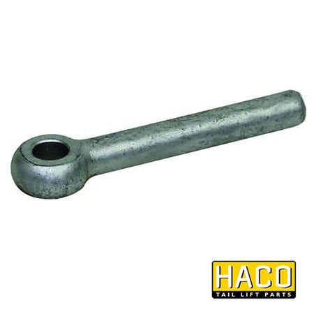 Eye pin Ø8x70-M8 HACO, metal rod compatible with Dhollandia tail lifts, shown in close-up, ideal for commercial vehicle hardware applications.