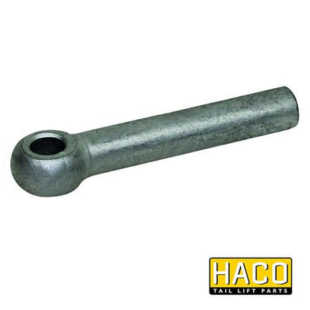 Eye pin Ø12x70-M12 HACO, a metal rod for tail lifts, compatible with Dhollandia part BO12.070, shown in a close-up view.