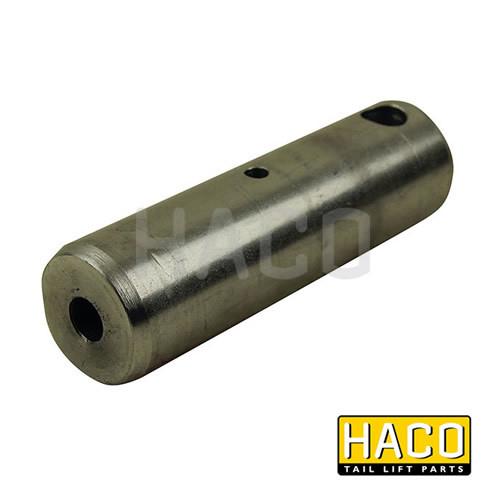Pin Ø30 Length=100mm HACO for Bar Cargolift Tail Lift, shown as a metal cylinder with perforations, interchangeable with parts 101127496 & 01.127496.