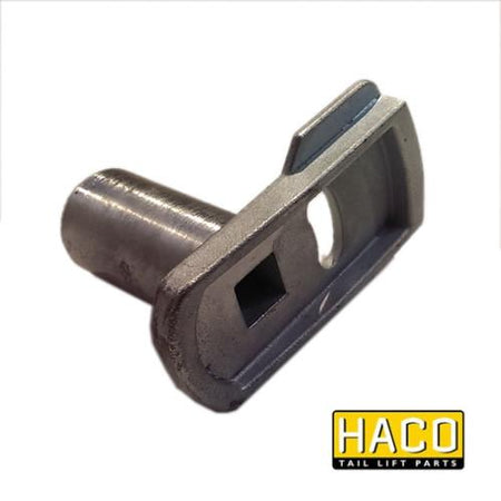 Pin Ø30x68-17/32'' HACO, metal pin with hole, compatible with Ratcliff Palfinger Tail Lift, part 4151-080-3, close-up image.