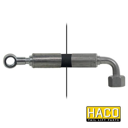 Hose HACO - 2900mm length, metal tube with black band, interchangeable with Dhollandia parts for tail lifts, featuring double steel jacket and UV resistance.