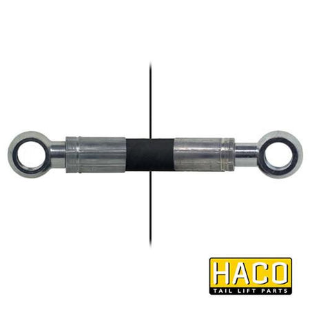 Hose HACO - Length=2650mm, featuring a double steel jacket with 3/8 fittings, designed for Dhollandia tail lifts, UV and ozone resistant.
