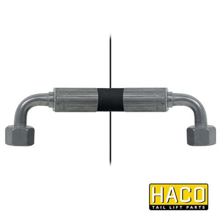 Hose HACO - 400mm with metal handle and black-silver design, interchangeable with Dhollandia Tail Lifts, featuring double steel jacket and ozone resistance.