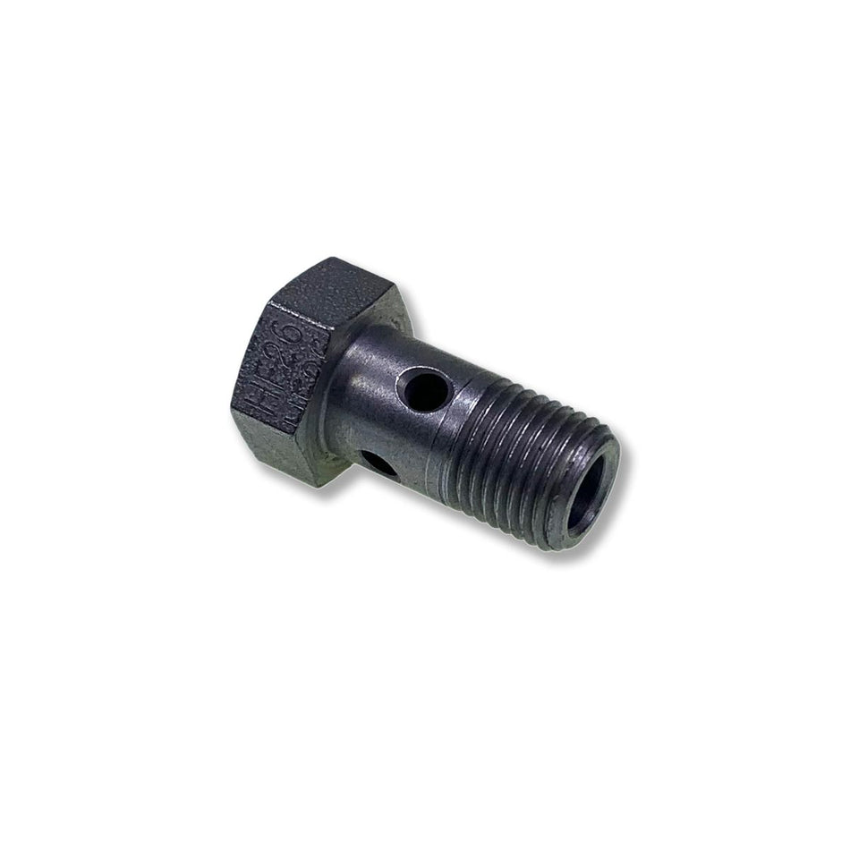 Hollow Bolt M10 x 1 Single HACO, shown with a nut, ideal for fastening in commercial trailer parts.